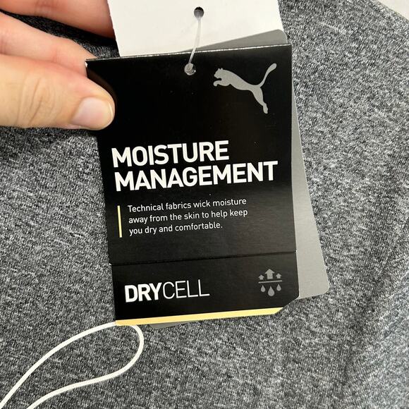 Puma Performance Heather Logo Training Tee Women's NWT Sz S Dark Gray Drycell - Picture 4 of 9